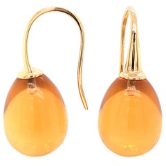 Yellow Gold 18 Karat Hydro Citrine Drop Earrings