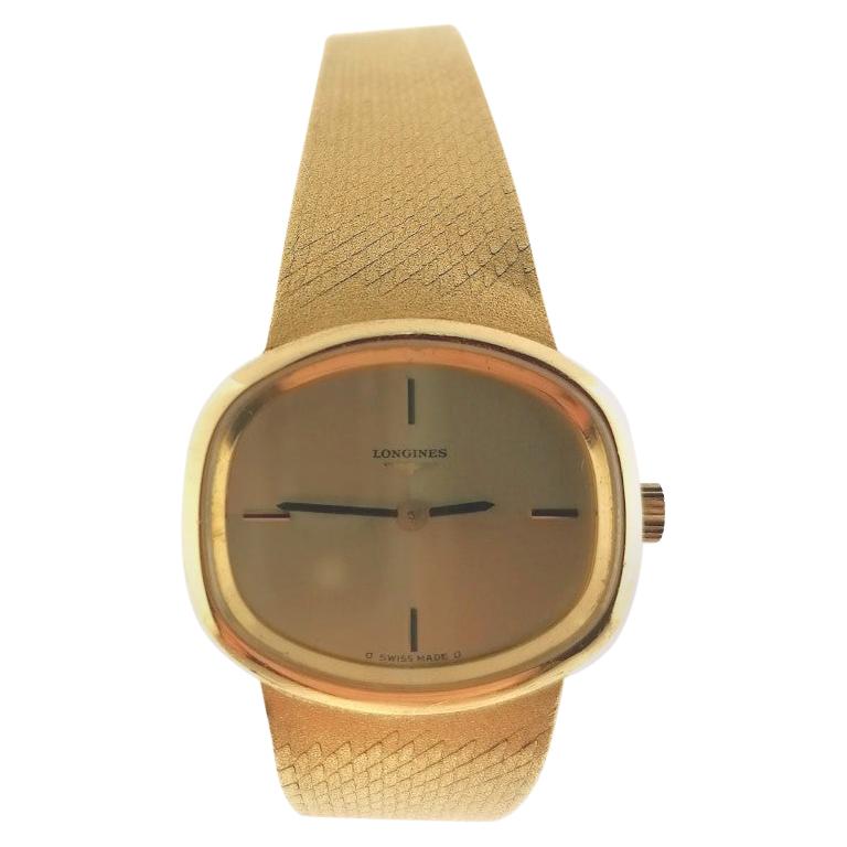 Yellow Gold 18 Karat Longines Lady Wristwatch For Sale