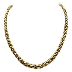 Yellow Gold 18 Karat Palm Mesh Necklace, circa 1980s