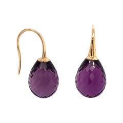 Yellow Gold 18 Karat with Amethyste Drop Earrings