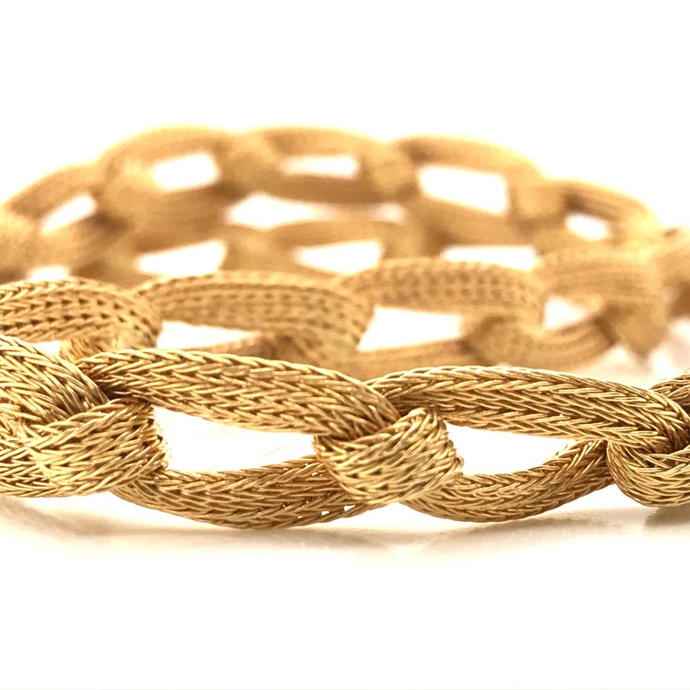 Yellow Gold 18 Karat Braid Chain Antique Plaited Neacklace at 1stDibs