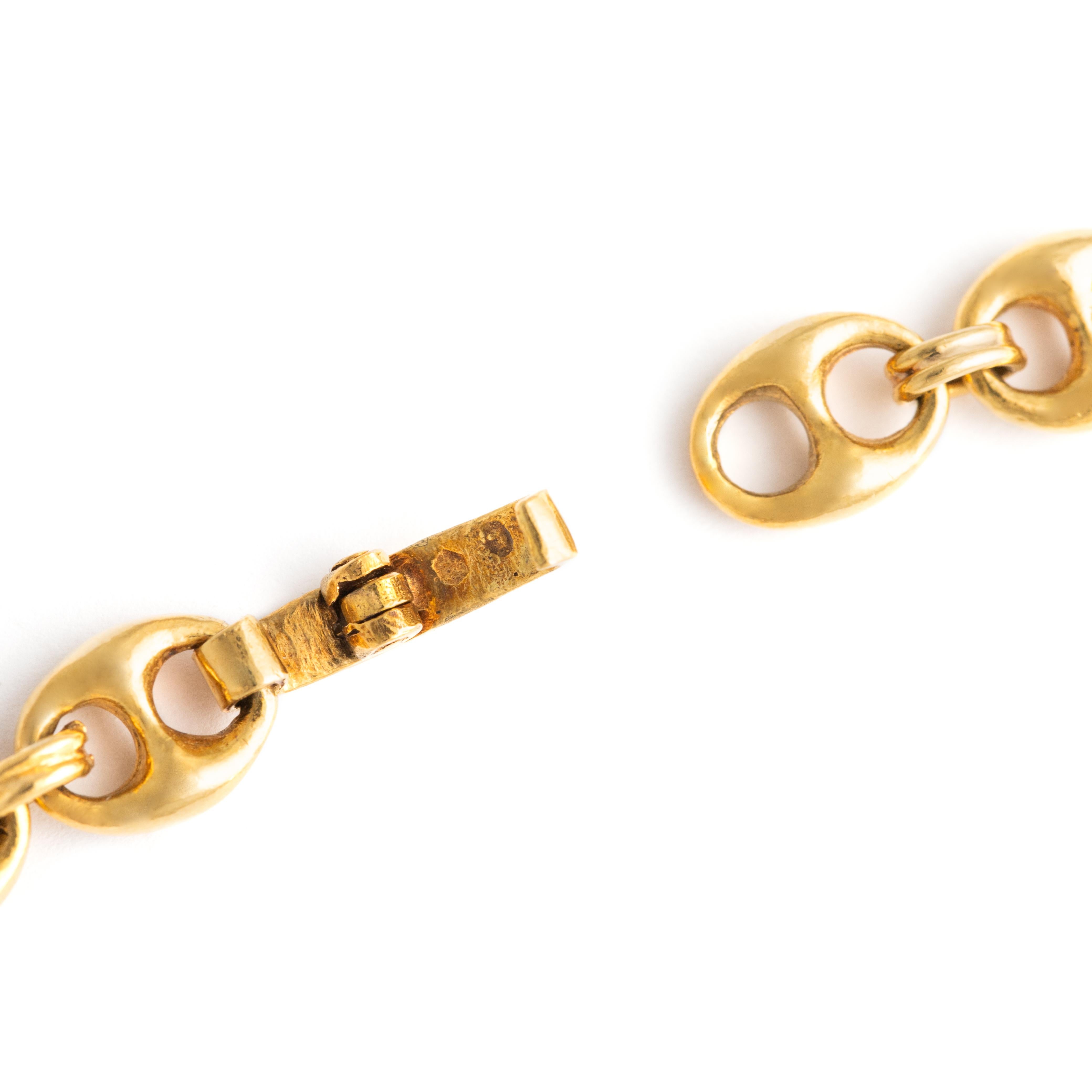 Rare Chain Coffee Bean Yellow Gold 18K Sautoir Necklace  In Excellent Condition In Geneva, CH