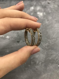 3.11 carat Champagne Diamond Medium Elegant 18 K Yellow Gold Hoop Earrings