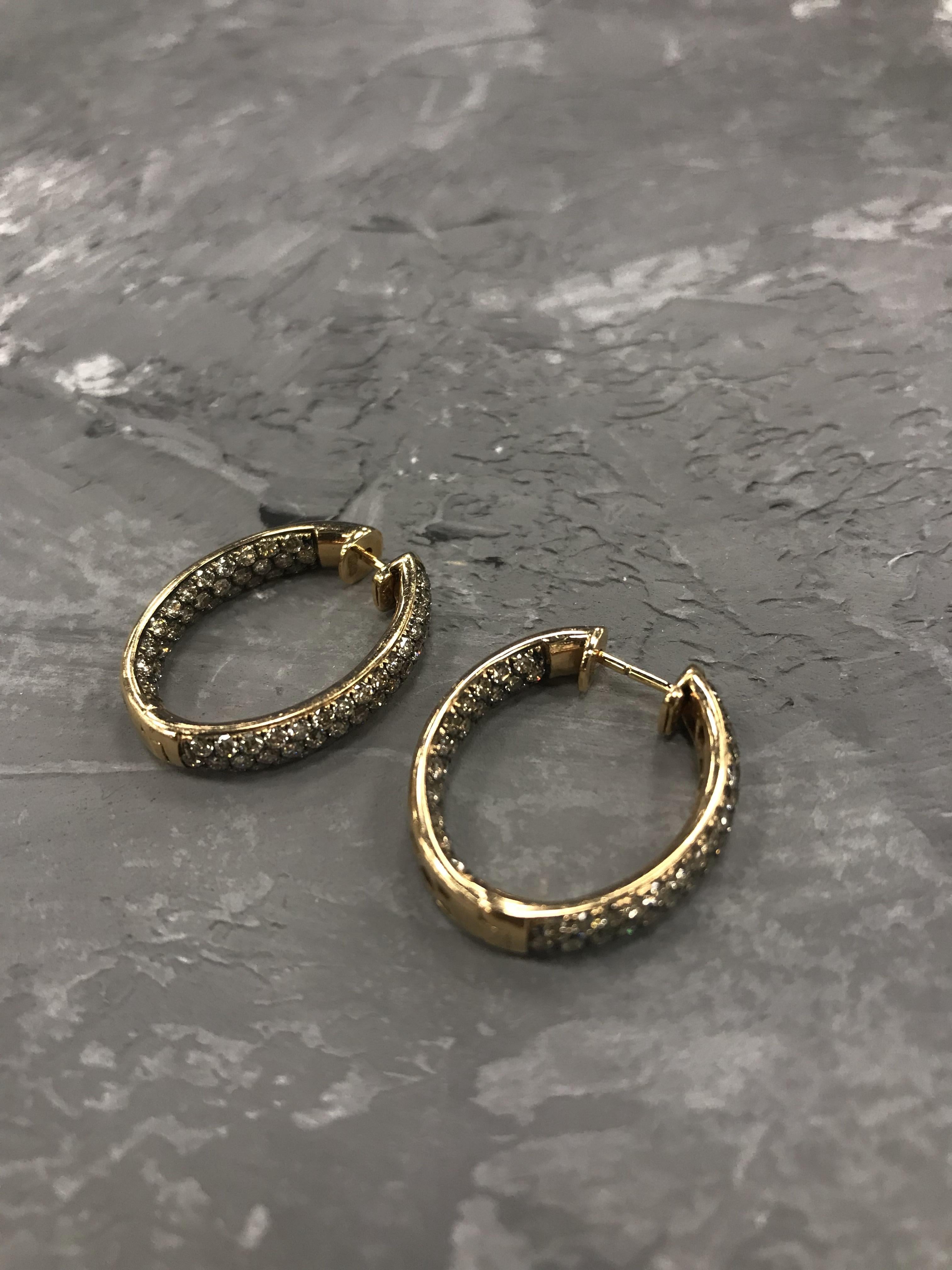 champagne diamond hoop earrings