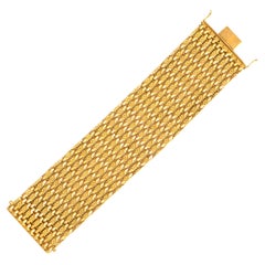Vintage Yellow Gold 18K Manchette Cuff Bracelet 1950S