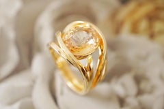Yellow Gold 18 Karat Multi Band and Yellow Honey Colored Sapphire Band Ring