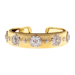 Diamond and 18Kt Yellow Gold Ginevra Cuff Bangle Bracelet