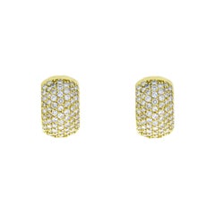 Yellow Gold 2.00 Carat Round Diamond Huggie Earrings