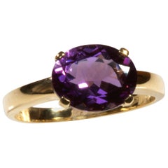 Yellow Gold 18k 2.18 Carat Oval Purple Amethyst