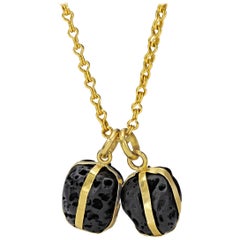 Yellow Gold 22 Karat Gold and Lava Packages Pendant Necklace