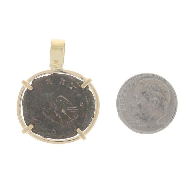 Women's or Men's Yellow Gold 268-270AD Authentic Claudius II Gothicus Ancient Coin Pendant - 18k