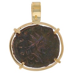 Yellow Gold 268-270AD Authentic Claudius II Gothicus Ancient Coin Pendant - 18k