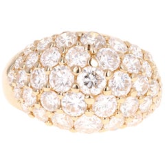 Yellow Gold 3 Carat Round Brilliant Cut Diamond Dome Ring Yellow Gold 3 Carat Round Brilliant Cut Diamond Dome Ring