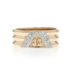 Yellow Gold 33rd Degree Scottish Rite Vintage Masonic Men's Ring 14k Dias .15ctw