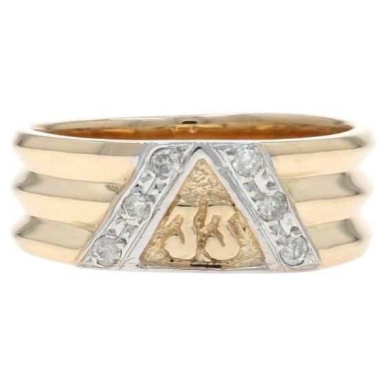 Yellow Gold 33rd Degree Scottish Rite Vintage Masonic Men's Ring 14k Dias .15ctw