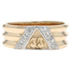 Yellow Gold 33rd Degree Scottish Rite Vintage Masonic Men's Ring 14k Dias .15ctw