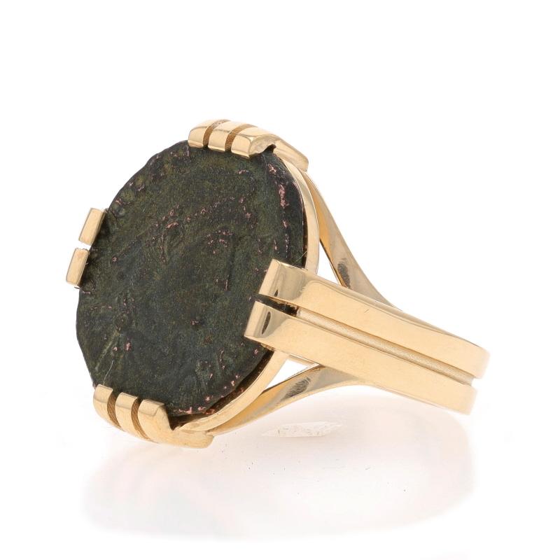 Bague de monnaie Valens impériale romaine ancienne 364-378AD en or jaune 14 carats AE3 personnalisée Pour femmes en vente