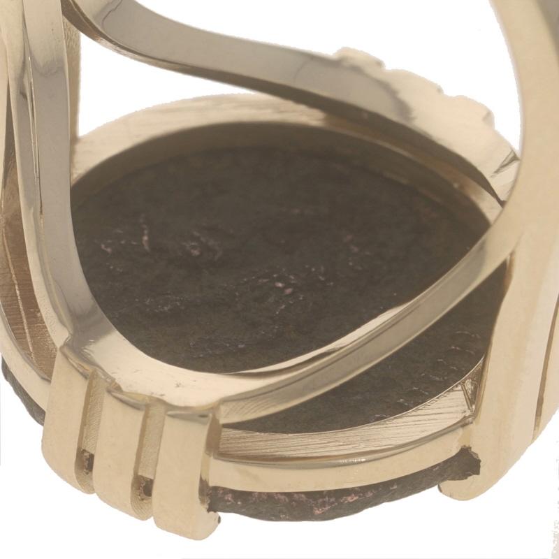 Bague de monnaie Valens impériale romaine ancienne 364-378AD en or jaune 14 carats AE3 personnalisée en vente 3