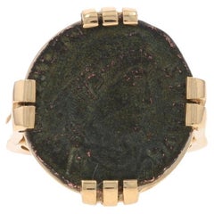 Anillo de oro amarillo 364-378 d.C. de la antigua moneda imperial romana Valens - 14k AE3 Custom