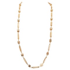 Yellow Gold 3D Bar Cube Link Necklace