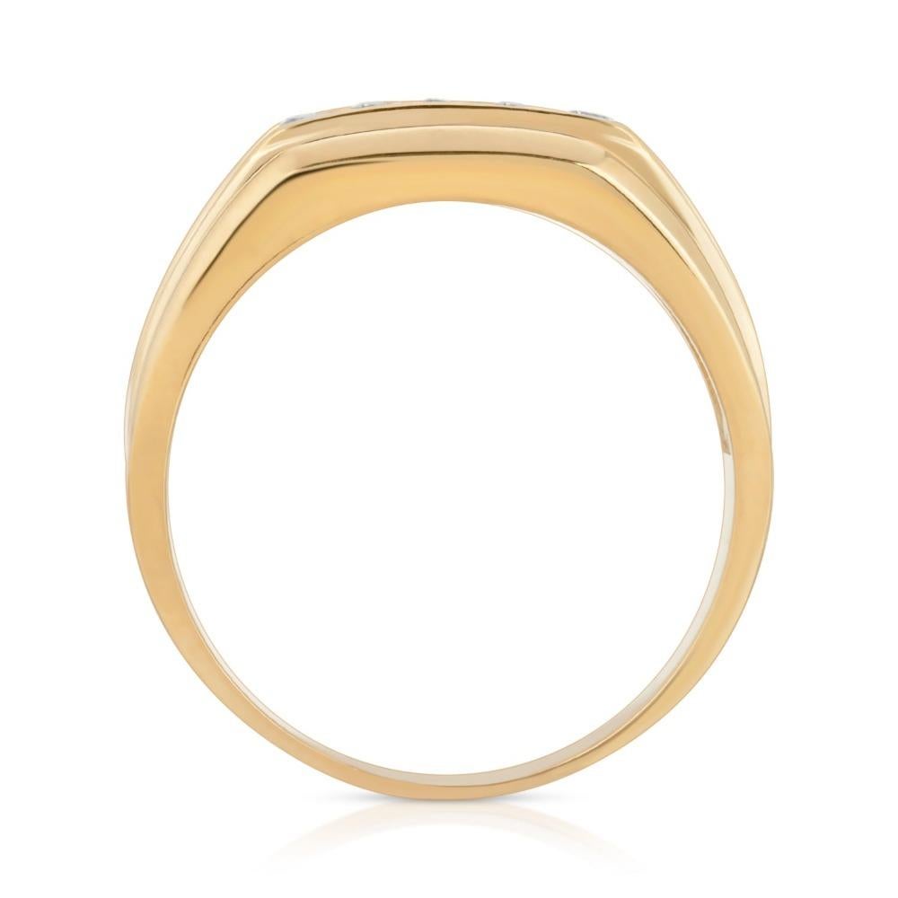 For Sale:  Yellow Gold 5 Stone 1/5 Carat Men's Diamond Ring 2