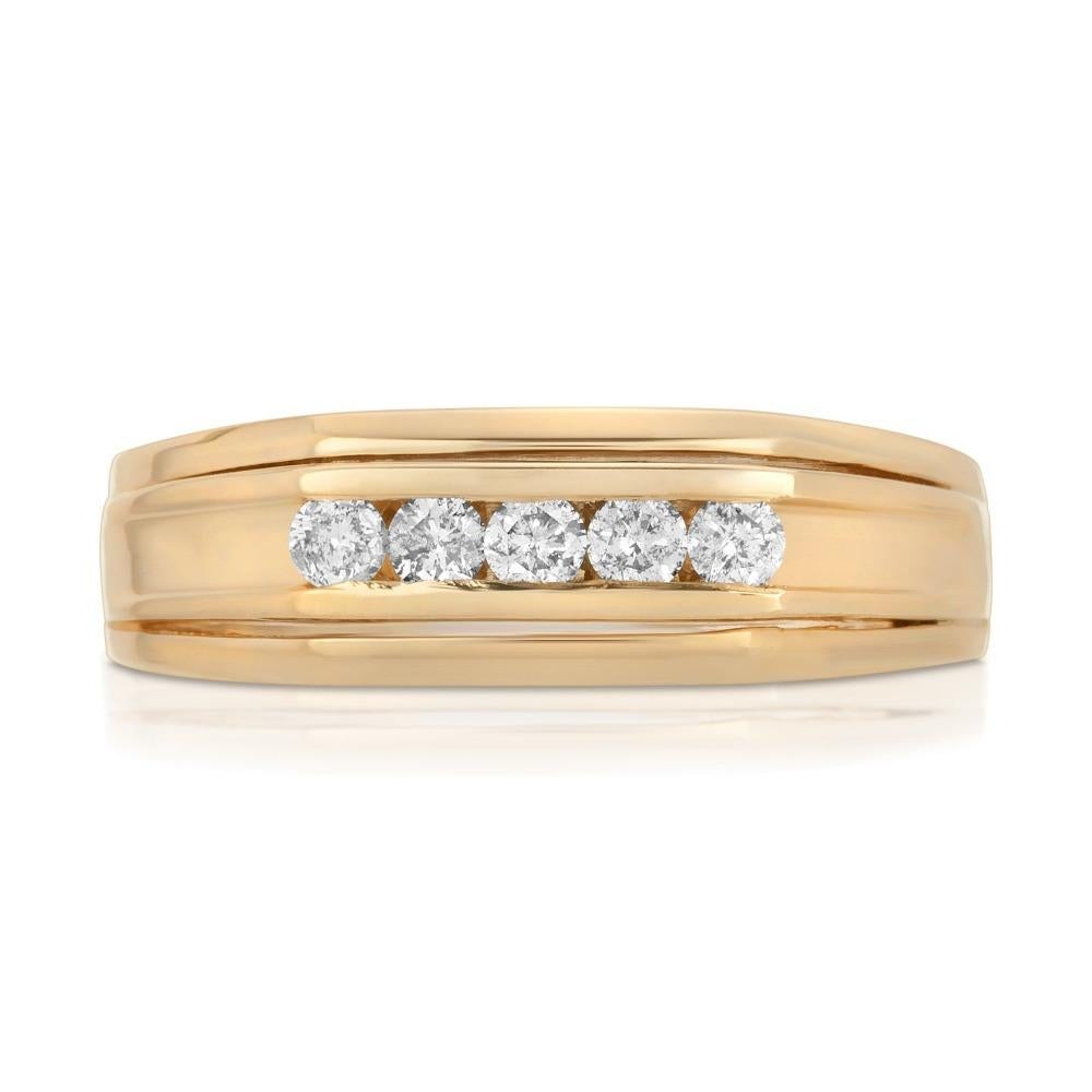 For Sale:  Yellow Gold 5 Stone 1/5 Carat Men's Diamond Ring 3