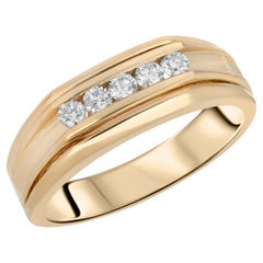 Yellow Gold 5 Stone 1/5 Carat Men's Diamond Ring