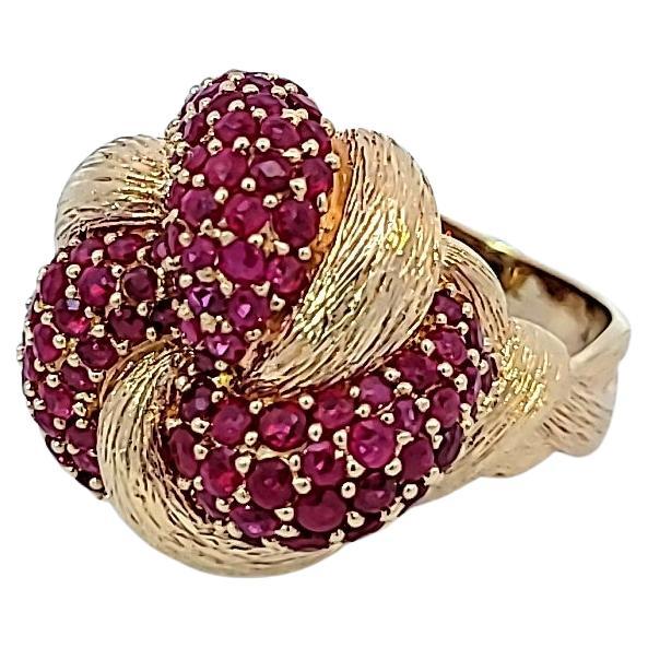 Yellow Gold 5.00 Carat Ruby Knot Ring For Sale