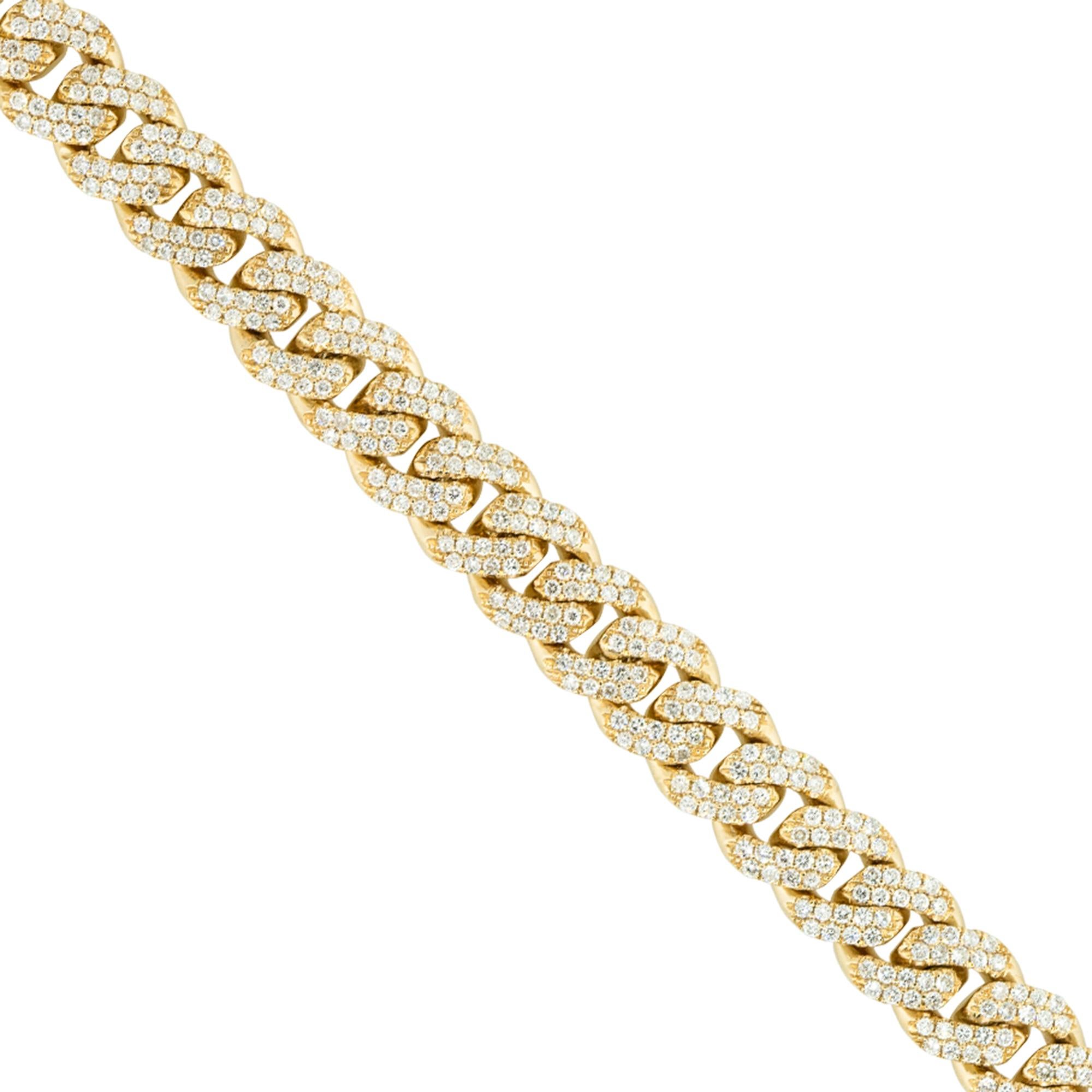 Yellow Gold 5.0ctw Pave Diamond Cuban 9.75mm Bracelet 14 Karat In Stock  1