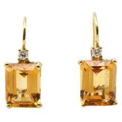 Yellow Gold 5.20 Citrine Diamond Earring