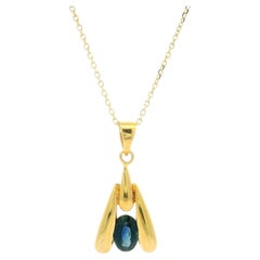 Yellow Gold .60ctw Sapphire Abstract Bee Fly Pendant Adjustable Chain Necklace