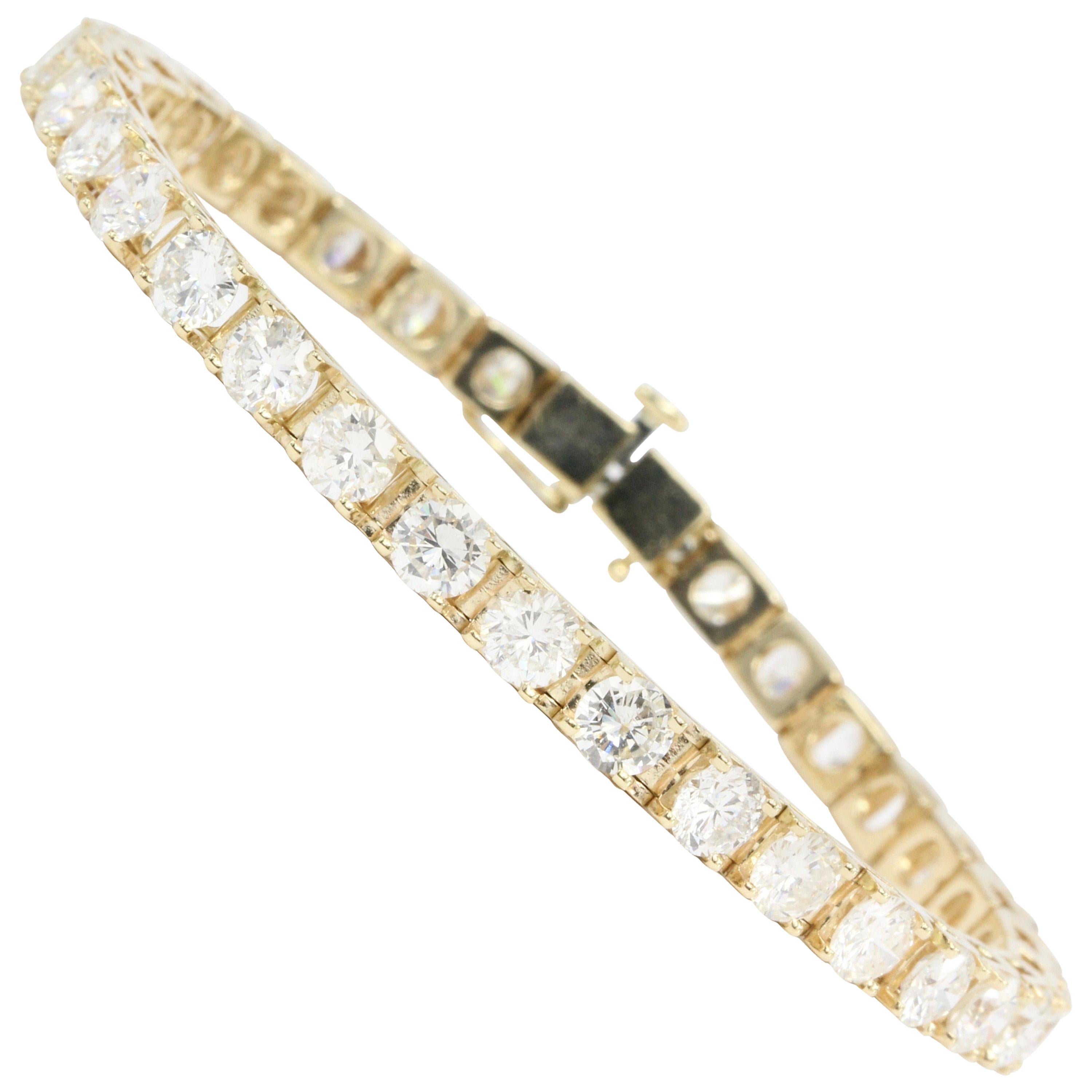 Yellow Gold 7 Carat Total Weight Diamond Tennis Bracelet