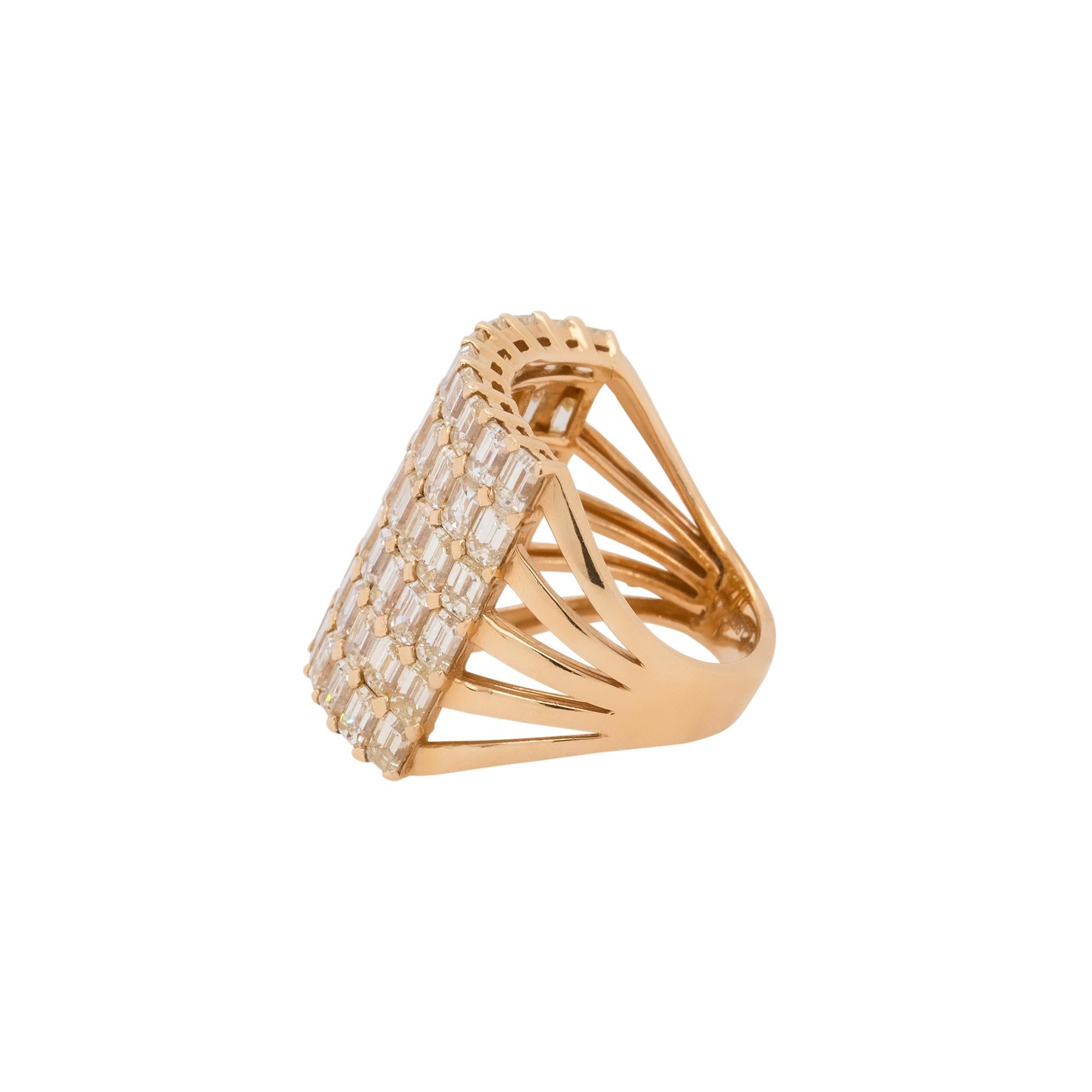 Anillo de Cóctel de Oro Amarillo con 8 Filas de Diamantes 18 Kilates en Stock en venta 4