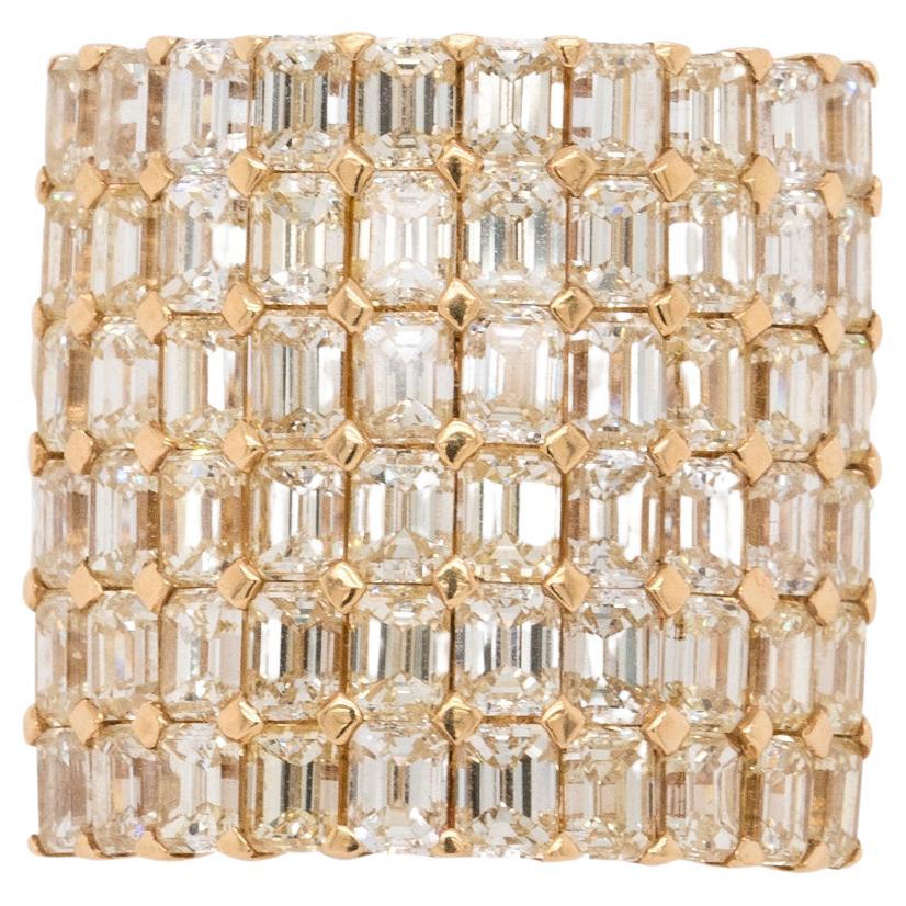 Yellow Gold 8 Row Diamond Cocktail Ring 18 Karat in Stock