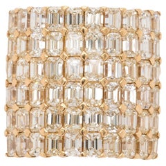 Yellow Gold 8 Row Diamond Cocktail Ring 18 Karat in Stock