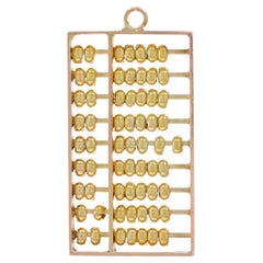 Yellow Gold Abacus Charm - 14k Counting Frame Mathematics Moves