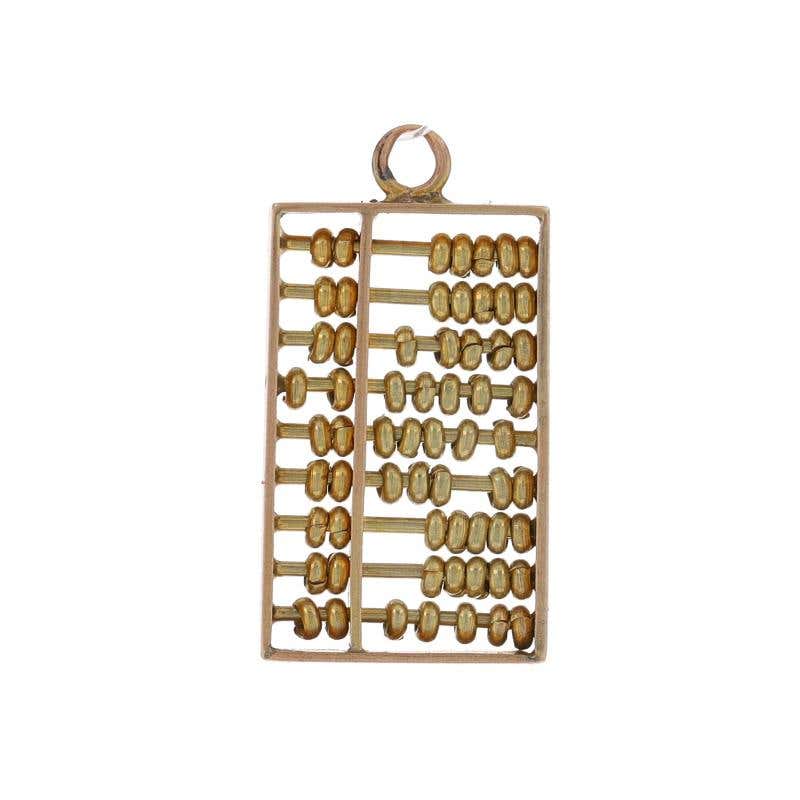 Yellow Gold Abacus Charm - 14k Mathematics Counting Frame Beads Move ...