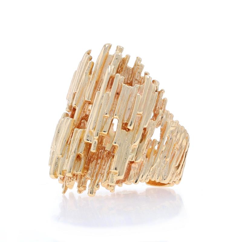 Women's Yellow Gold Abstract Lines Statement Ring - 14k For Sale