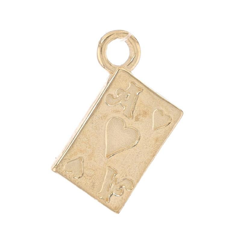 Metal Content: 14k Yellow Gold

Theme: Ace of Hearts Playing Card, Love Gift, Gambling Casino Souvenir

Measurements

Tall (from stationary bail): 11/16