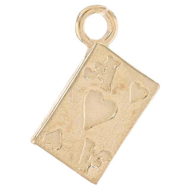 Yellow Gold Ace of Hearts Playing Card Charm - 14k Love Gift Gambling Casino For Sale