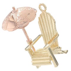 Yellow Gold Adirondack Beach Chair Charm, 14k Summer Vacation