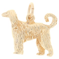 Yellow Gold Afghan Hound Charm, 14k Pet Dog Canine