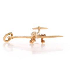 Yellow Gold Airplane Charm - 14k Air Travel New York & Bermuda