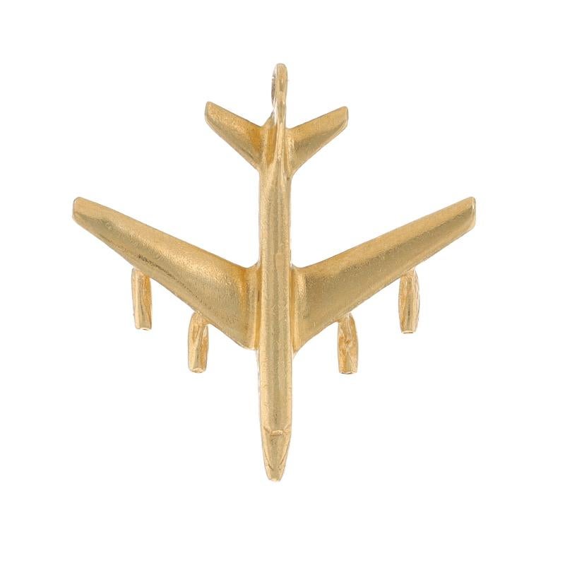 Yellow Gold Airplane Charm - 14k Air Travel Pilot Flight Attendant Gift In Excellent Condition For Sale In Greensboro, NC