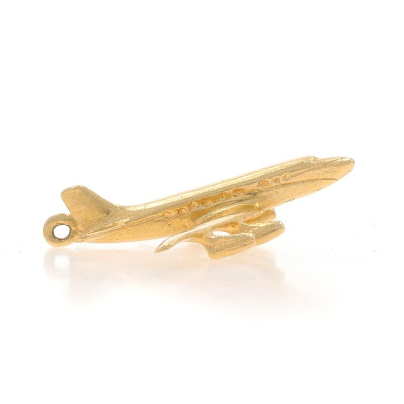 Women's or Men's Yellow Gold Airplane Charm - 14k Air Travel Pilot Flight Attendant Gift For Sale