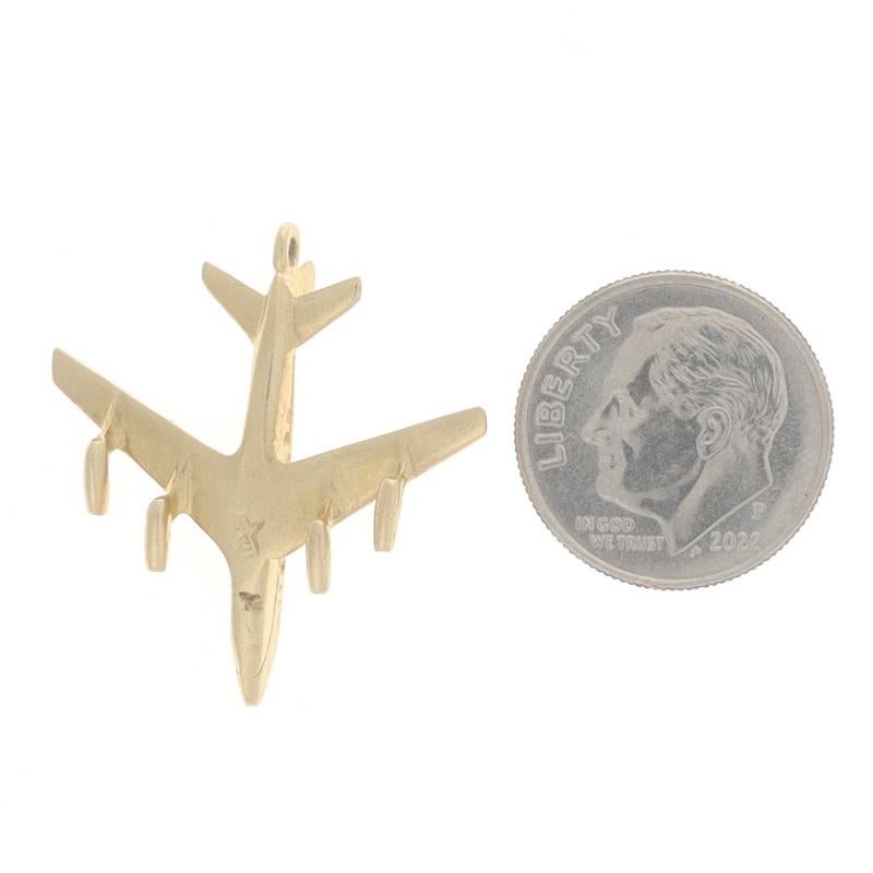 Yellow Gold Airplane Charm - 14k Air Travel Pilot Flight Attendant Gift For Sale 1