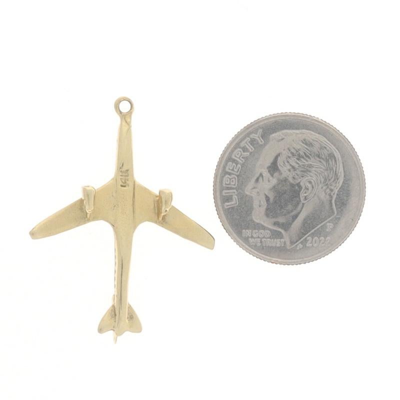 Yellow Gold Airplane Charm - 14k Air Traveler's Gift Pilot Flight Attendant In Excellent Condition For Sale In Greensboro, NC