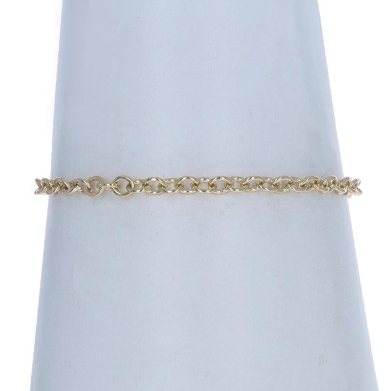 Yellow Gold Akoya Pearl Cable Chain Bracelet 7 1/4