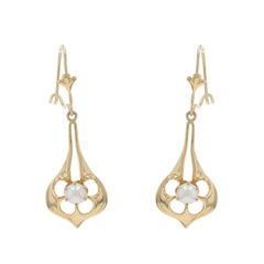 Pendientes colgantes de perlas Akoya de oro amarillo - 14k Perlas perforadas