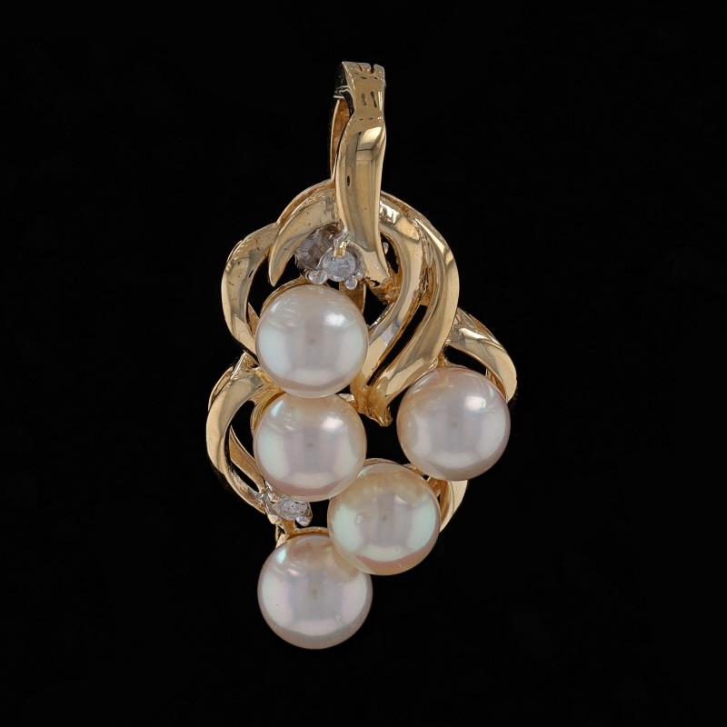 Gelbgold Akoya Perle & Diamant Enhancer Anhänger - 14k Trauben-Cluster (Rundschliff)